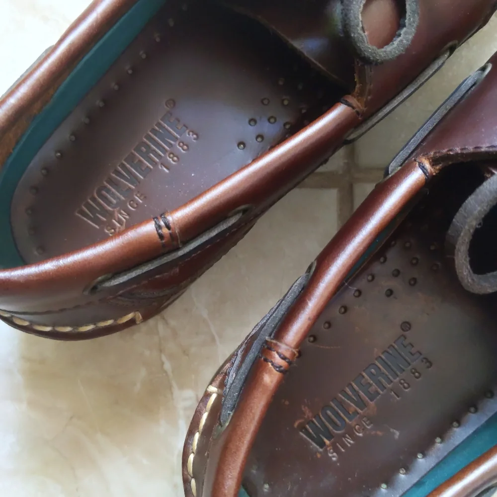 Near New Wolverine Brown Leather Boat Shoes 9W